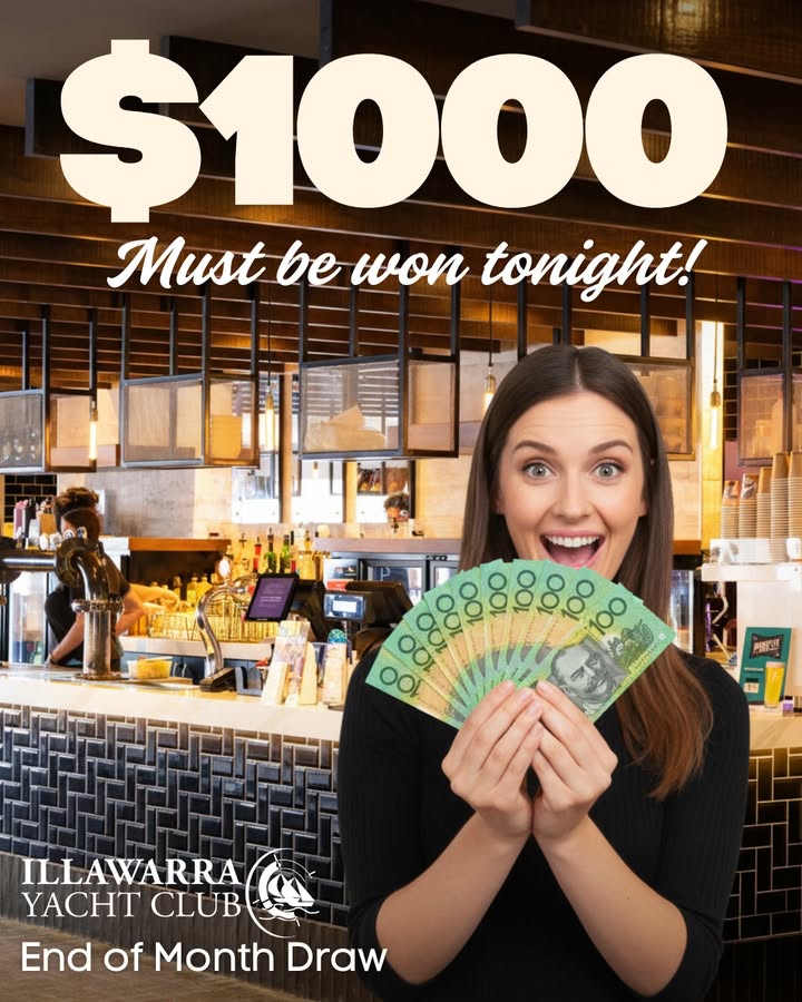 Featured image for “$1,000 Cash Jackpot Draw Tonight at Illawarra Yacht Club”